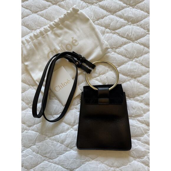 Chloe Crossbody Bag Black Leather & Suede W/ Gold Hardware - Picture 7 of 7